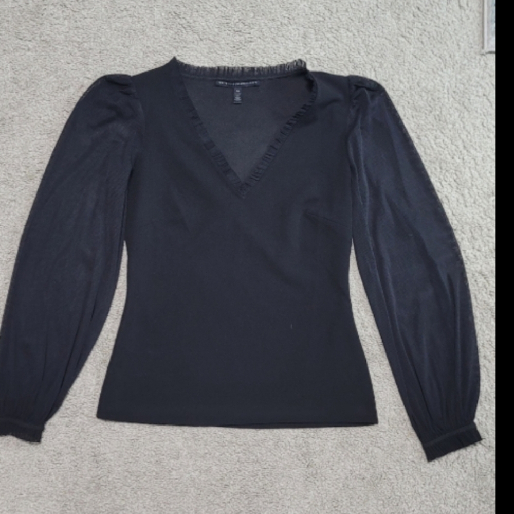White House Black Market black v- neck blouse